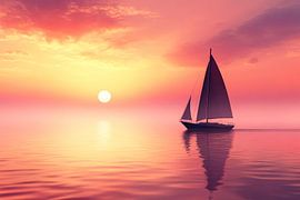 Segelboot bei Sonnenuntergang auf dem Meer von Imperial Art House