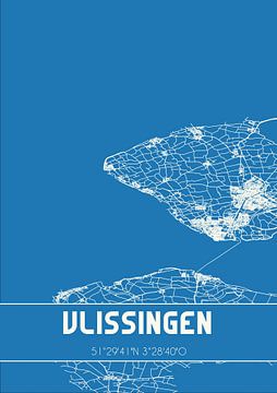 Blauwdruk | Landkaart | Vlissingen (Zeeland) van MijnStadsPoster