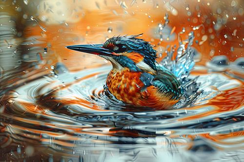 iisvogels bij het water