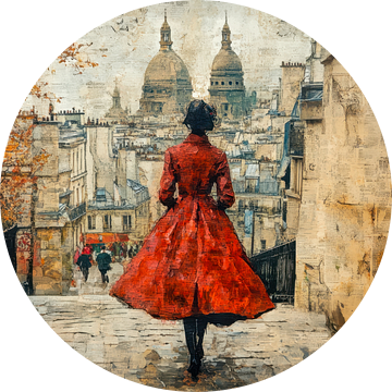 Olieverf schilderij, vintage Parisian van BowiScapes abstract en digitale kunst