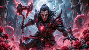 Dark Fantasy Wandbild: ROSENKRIEGER - Der tapfere Krieger der Rosenburg