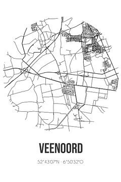 Veenoord (Drenthe) | Landkaart | Zwart-wit van MijnStadsPoster