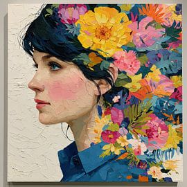A Splendour of Flowers in Impasto – A Colourful Female Portrait