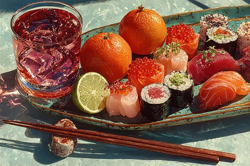 schilderachtig Japan fruit sushi dranken