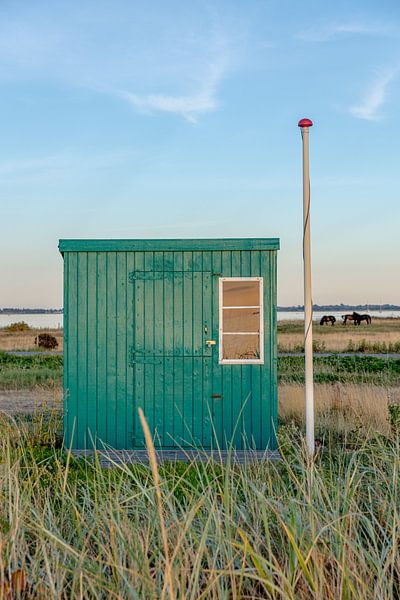 Grünes Strandhaus auf der Insel Aero in Dänemark von Ben De Kock