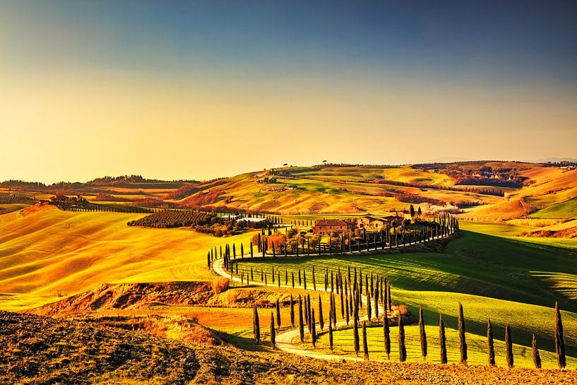 Crete Senesi Sonnenuntergang Landschaft in der Toskana von Stefano Orazzini