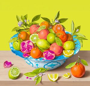 a Pop Color Vibrant Citrus Still Life