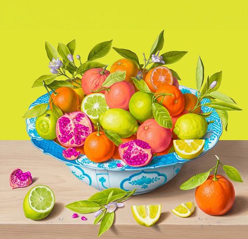 a Pop Color Vibrant Citrus Still Life van Marja van den Hurk