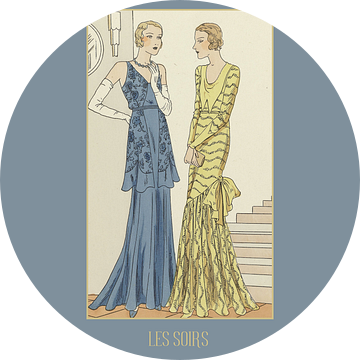 Les soirs -  De avonden, Chic, bal, Art Deco, Vintage, retro fashion print van NOONY