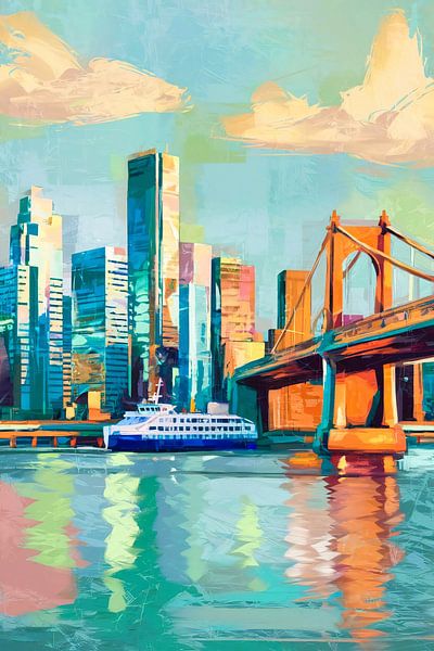 Colourful city with skyline by Imperial Art House