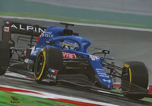 Alonso Alpine 2021. Formule 1 schilderij Toon Nagtegaal van Toon Nagtegaal