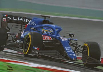 Alonso Alpine 2021. Formel 1 Gemälde Toon Nagtegaal