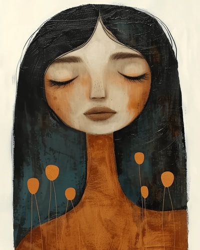 Modern en abstract portret in aardetinten