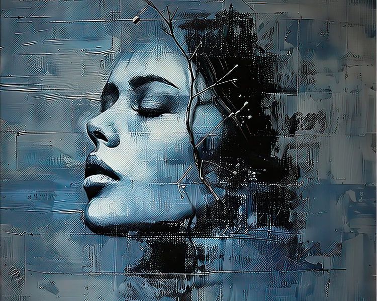 Women's portrait | Serene Blue Elegance by Art Whims