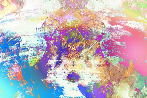 Modern, Abstract Digitaal Waterverf Kunstwerk in Pastelkleuren