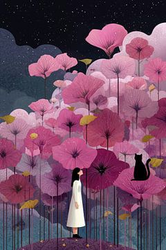 Midnight Garden in Pink no. 1 by Studio BB