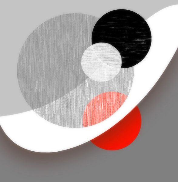 Abstract met rode cirkel van Corinne Welp