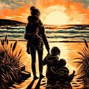 Mother and children on the beach by A.D. Digital ART thumbnail