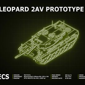 Leopard 2AV Prototype Tank Blueprint Neon (Austere Version) van Maldure -