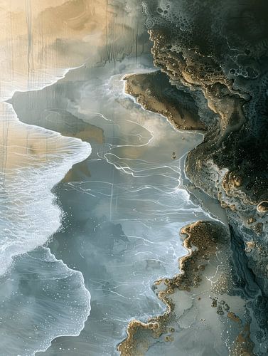 Modern en abstract landschap in wabi-sabi stijl