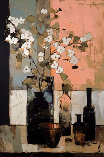 Nature morte avec des fleurs blanches