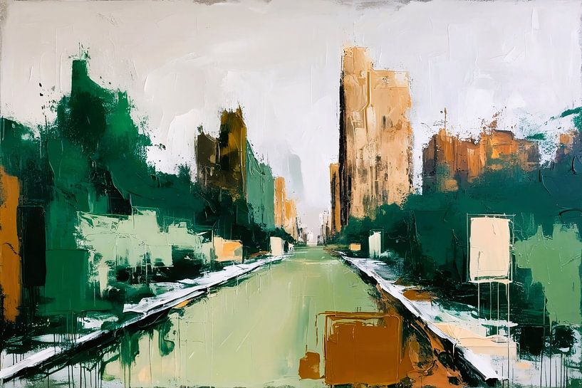 Abstract cityscape with buildings by Art & Soul Creations