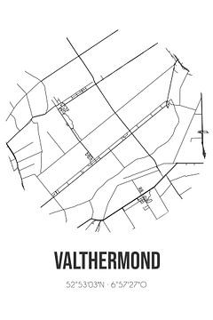 Valthermond (Drenthe) | Landkaart | Zwart-wit van MijnStadsPoster