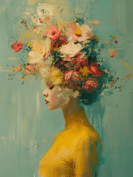 The girl and the flowers by Carla Van Iersel