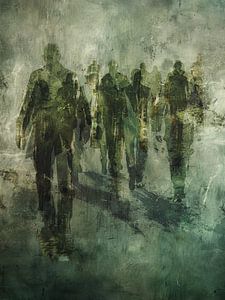 Shadows in the Mist - Mysteriöses abstraktes figuratives Kunstwerk