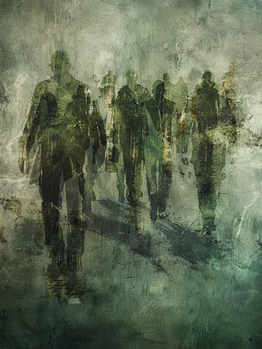 Shadows in the Mist - Mysteriöses abstraktes figuratives Kunstwerk von Saranda Foto Art