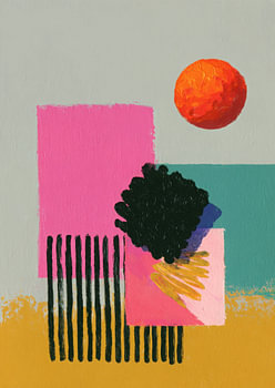 Abstracte vormen in oranje en roze