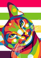 De schattige kat staart in Pop Art stijl