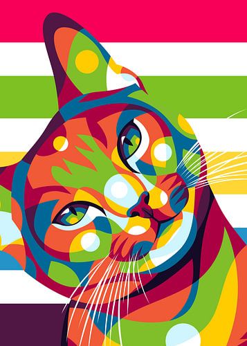 Le regard du chat mignon dans un style pop art