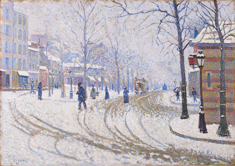 Sneeuw, Boulevard de Clichy, Parijs, Paul Signac van Meesterlijcke Meesters