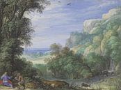 Landschaft mit der Versuchung Christi,Paulus Bril von Meisterhafte Meister Miniaturansicht