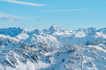 Allgäuer Hochalpen in de winter met Hochvogel van Leo Schindzielorz