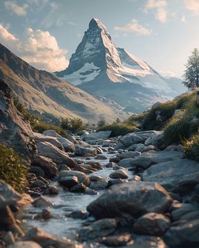 Alpiene hooglanden in zomerjurk van fernlichtsicht