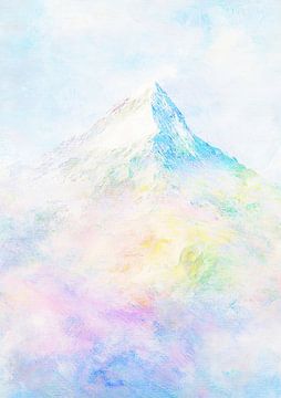 Mountain Snow Summit Sky Pastel