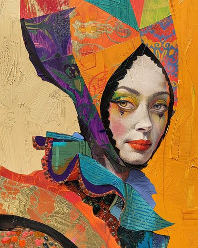 Female portrait in colourful collage style