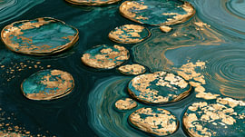 Luxe vert émeraude – Agate abstraite aux bords dorés