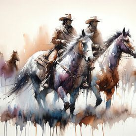 Cowboyruiters op paarden van Chromatic Fusion Studio