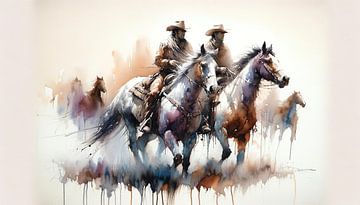 Cowboy Riders On Horses by Chromatic Fusion Studio