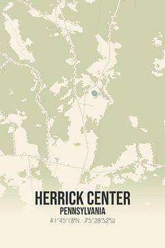 Vintage landkaart van Herrick Center (Pennsylvania), USA. van MijnStadsPoster