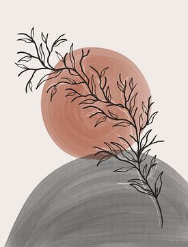 Japanse bloesem tak - minimalistisch illustratie van Studio Hinte