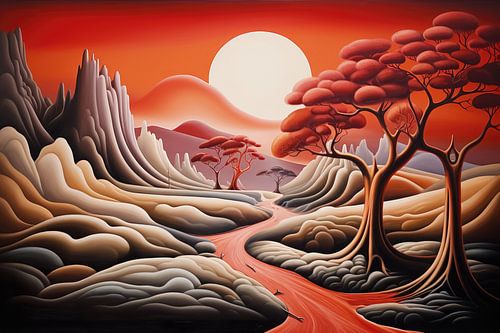 Bizarre surreal art deco landscape