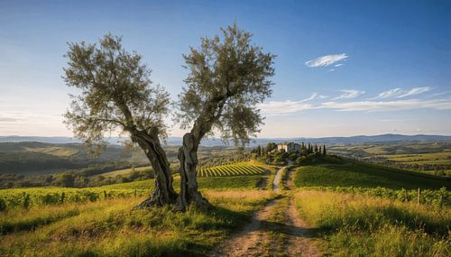 Groene heuvels en wijngaarden