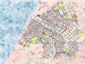 Kaart van Katwijk in de stijl 'Soothing Spring' van Maporia