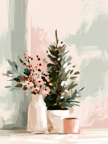 Festive Botanical Arrangement in Pastels