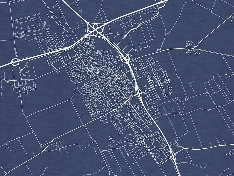 Map of Heerenveen in Royal Blue by De Kaartenwinkel