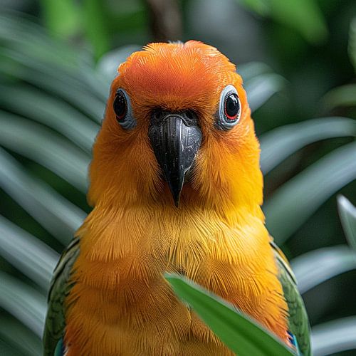 Close Up Sun Conure Parrot Bird Portrait
